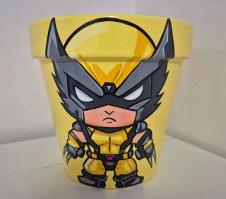 Macetas pintadas a mano - Diseño Wolverine