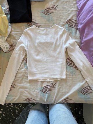 Camiseta manga larga blanca con abertura