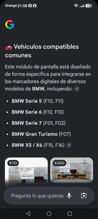 Pantalla de repuesto para coche.