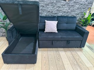 Sofá Cama Chaise Longue con Arcón Terciopelo