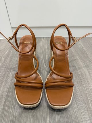 Sandalias Cuñas Marrones 38 Mango Sandals