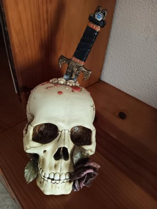 Calavera decorativa con espada