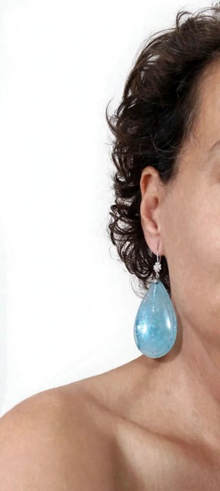 Pendientes Jade Azul y Plata con Circonitas