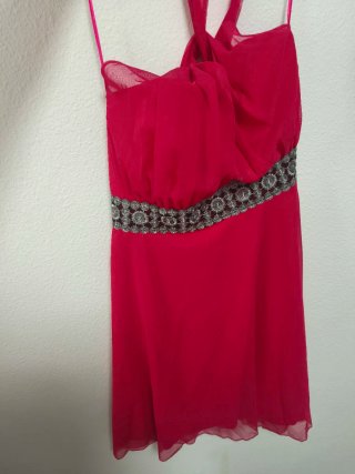 Vestido fiesta fucsia y plateado Vertice Gala T.50