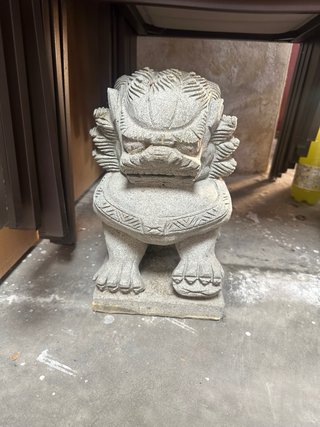 Pareja Leones Fu Chinos Piedra Gris