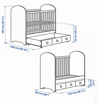 Cuna completa con colchón y protectores