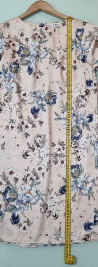 Vestido floral beige y azul