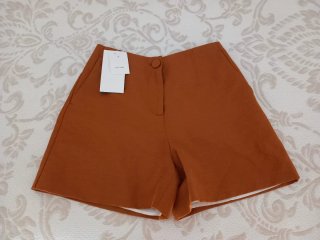 Shorts Zara Lino Talla XS Naranja