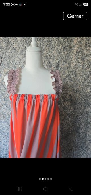 Vestido de verano rayas naranja y gris