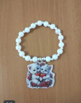 Lote 6 pulseras elásticas de 19 cm con gatitos