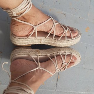 Sandalias Yute/Esparto con Cordones Talla 39