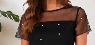 Talla M. Vestido decorado con perlas SHEIN Privé