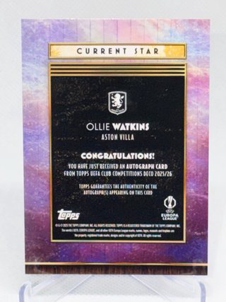 Ollie Watkins Autograph /50 Topps Deco 2022-23