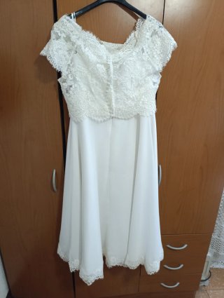 Vestido de Novia midi con encaje Blanco