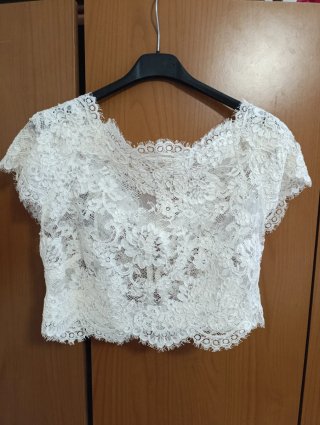 Vestido de Novia midi con encaje Blanco