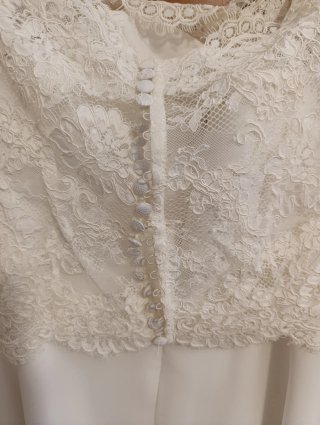 Vestido de Novia midi con encaje Blanco