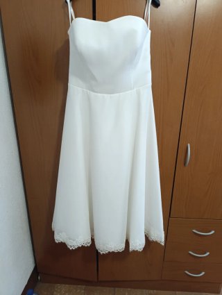 Vestido de Novia midi con encaje Blanco