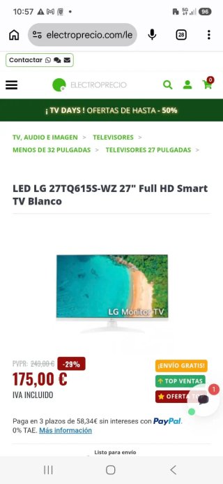 SMART TV LG 27" BLANCA