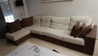 Sofá modular beige y marrón