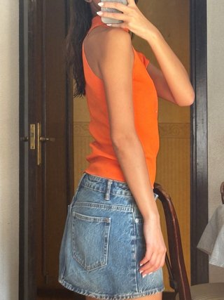Top halter vintage naranja con strass