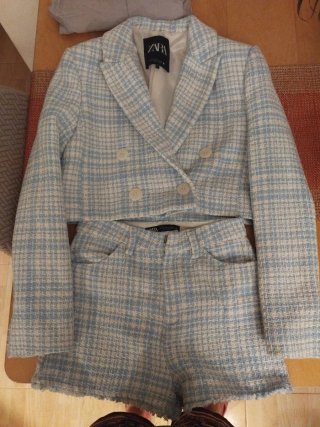 Traje Zara Chaqueta y Shorts Tweed
