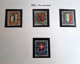 Sellos Suiza usados año 1923 Yvert 192-95