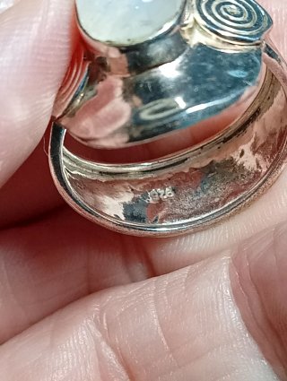Anillo Plata Ley piedra luna talla exacta 25,5 mm
