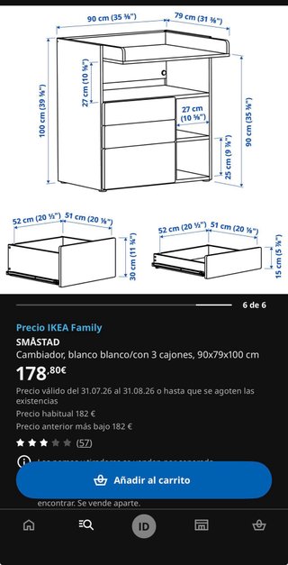 Cambiador de bebé de ikea modelo smastad