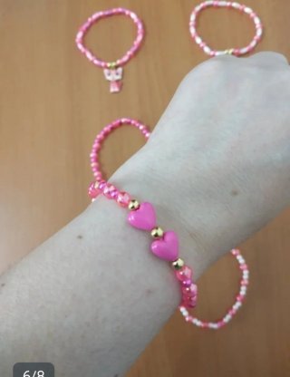 Lote 5 pulseras elásticas de 19 cm con gatitos