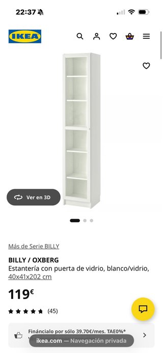 Estantería BILLY / OXBERG Ikea Blanca