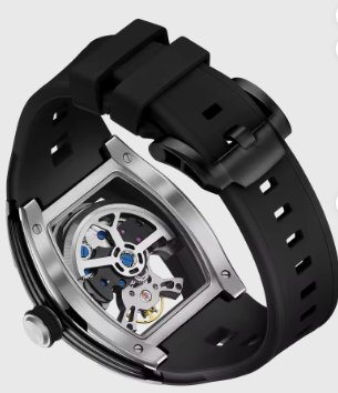 Reloj Automático Esqueleto Plata Negro