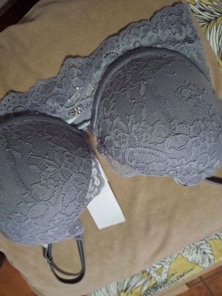 Sujetador push up encaje gris 90D