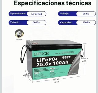 Batería LiFePO4 25.6V 100Ah con BMS