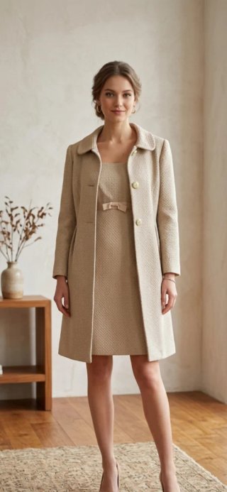 Conjunto Lunatic Vestido y Abrigo Beige