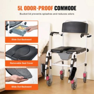 Silla Ruedas Inodoro con Ruedas Ajustable.Nueva!!
