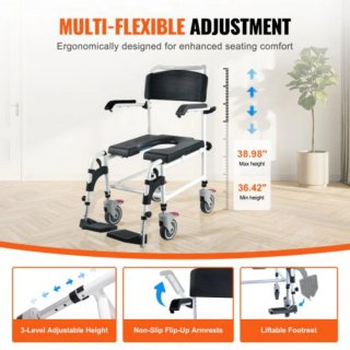 Silla Ruedas Inodoro con Ruedas Ajustable.Nueva!!