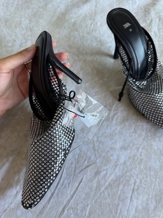 Sandalias Zara Tacon Brillantes Talla 38