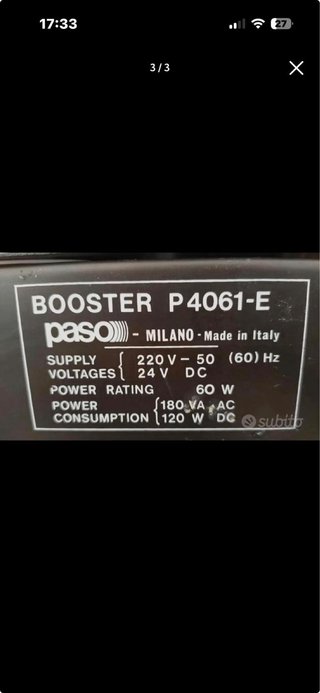 Amplificatore Booster PASO Serie 4000 Mod. P4061-E
