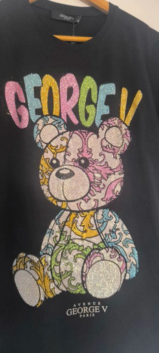 Camiseta George V Paris Oso Brillante Negra