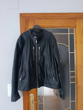 Chaqueta de cuero negra hombre