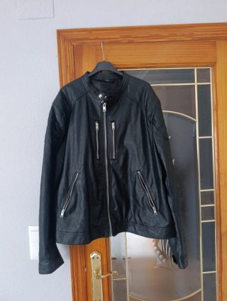 Chaqueta de cuero negra hombre