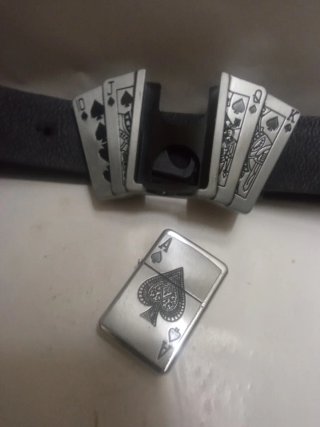 Cinturón Zippo Hebilla Mechero encendedor poker