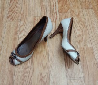 Zapatos de tacón peep. toe Massimo Dutti de piel