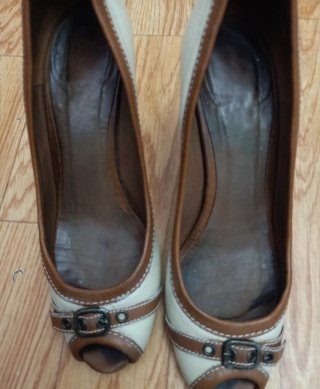 Zapatos de tacón peep. toe Massimo Dutti de piel