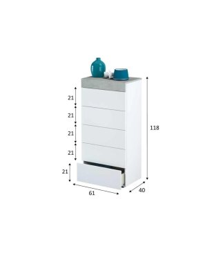 Cómoda 5 cajones Tekkan Cemento