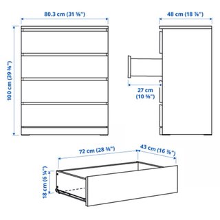 Cómoda 4 cajones madera blanca