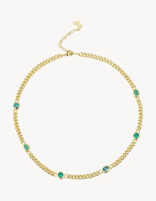 Collar dorado con piedras verdes bañado En oro de