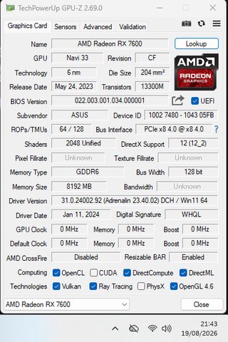 Tarjeta Gráfica Asus Radeon RX 7600 8GB