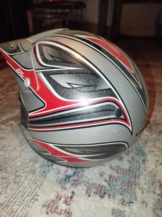 Casco Moto AGV Plata y Rojo