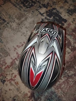 Casco Moto AGV Plata y Rojo